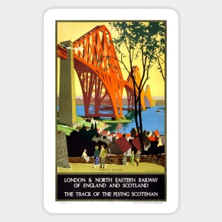 Forth Bridge Scotland Vintage Railway Poster 1928 Sticker